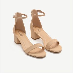 Ardene Beige Heels Crocodile Print Cream Sandals, Ankle Strap
